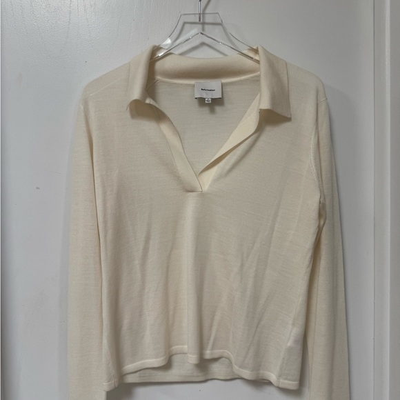 Reformation Lucas Relaxed Regenerative Lightweight Merino Wool Collared Sweater - Picture 3 of 9